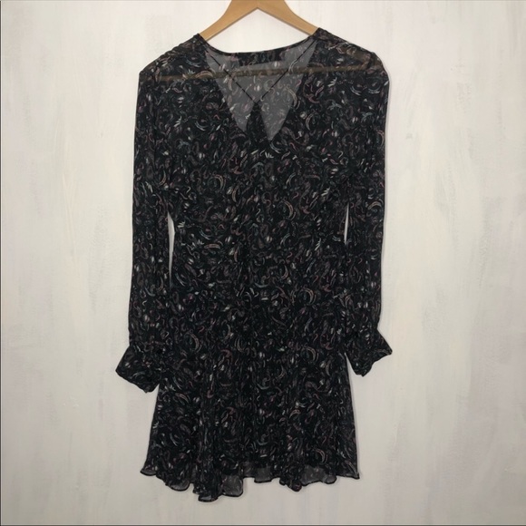 Iro Black Honess Printed Tiered Mini Dress 34 2 - Picture 6 of 8